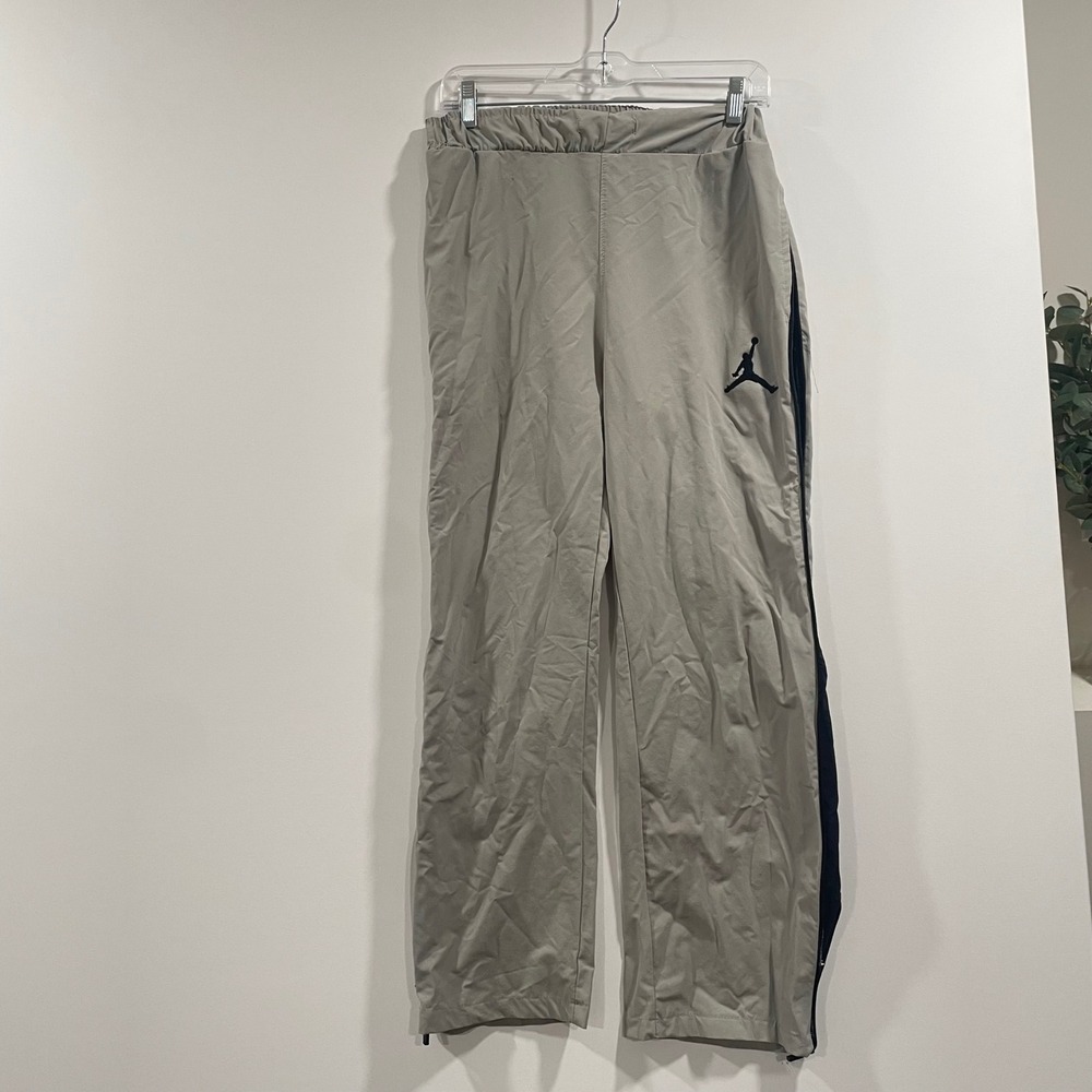 Jordan Vintage Mens Jumpman Side Zip Track Pants Tan Navy Blue Size Medium